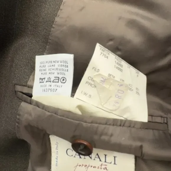 Canali Sport Coat Mens 44 R Brown Italian Wool Blazer Suit Jacket Office Wear‎
